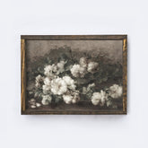 Vintage Print Framed | Dark Floral Painting A109